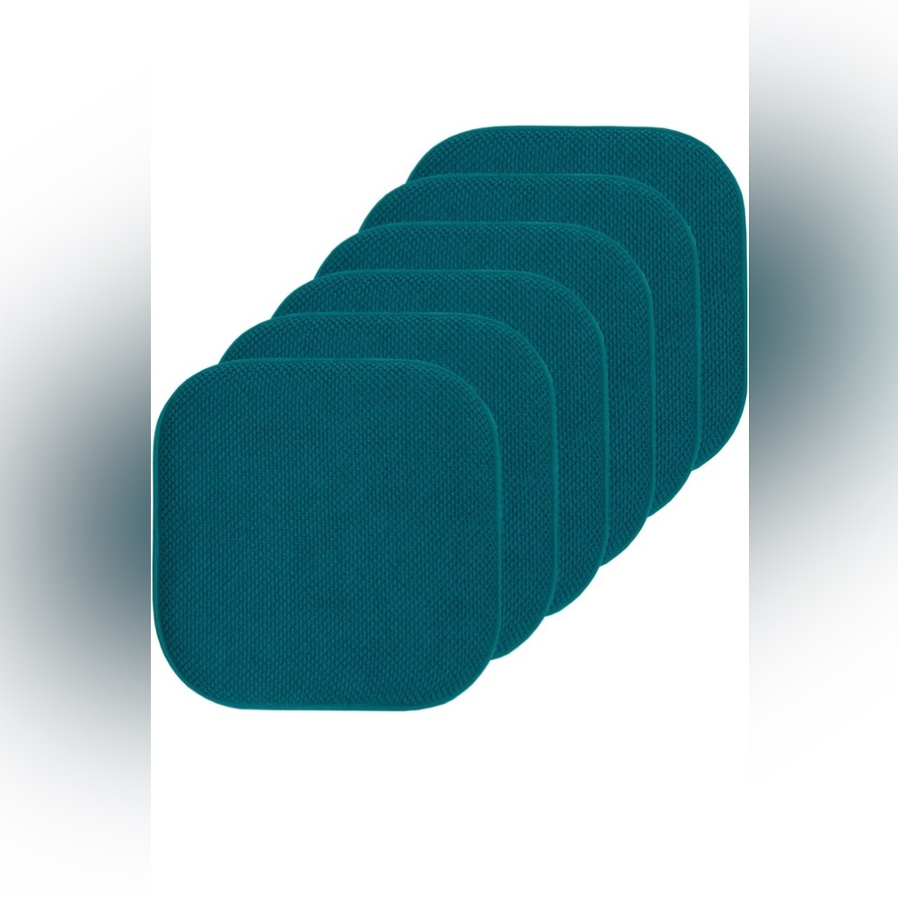 Sweet Home Collection Chair Square 16" x 16" Seat Cover, 6 Pack, Peacock Blue